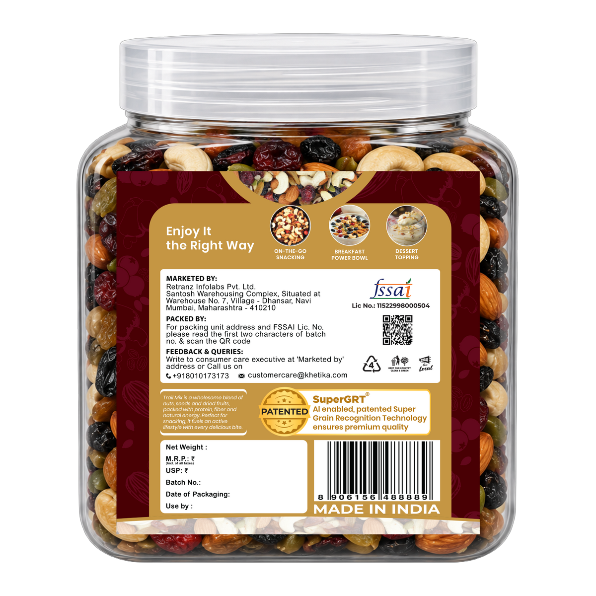 Khetika Premium 7-in-1 Trail Mix Jar