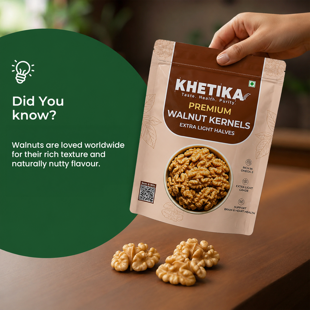 Khetika Premium Extra Light Halves Walnut